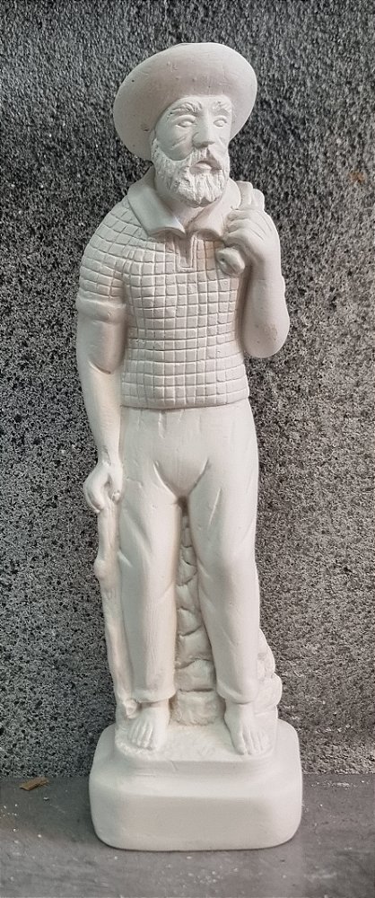 Imagem Preto Velho Pai Joao de Angola 23cm Gesso Cru