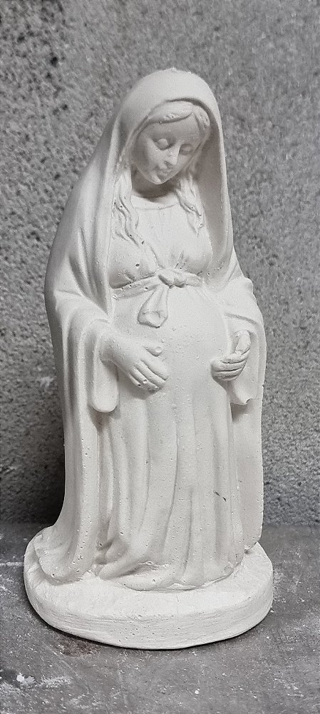 Imagem Nossa Senhora Gravida Ajoelhada 15cm Gesso Cru
