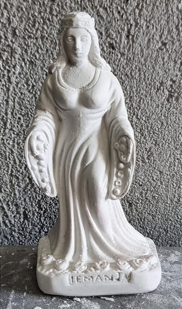 Imagem Orixá Iemanjá Base Quadrada 10cm Gesso Cru