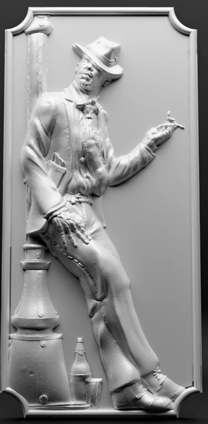 Placa de Parede Zé Pilintra 34cm Gesso Cru