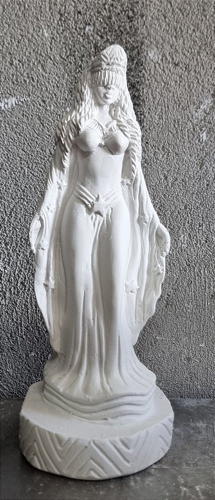 Imagem Orixá Iemanjá Africana 25cm Gesso Cru