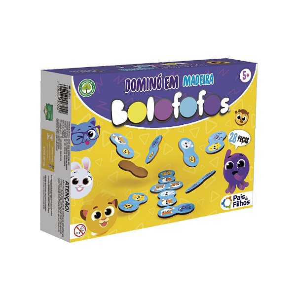 Dominó Orgânico em Madeira - 28pçs -  Bolofofos