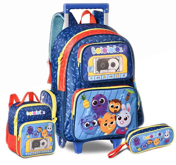 Kit Mochila de Rodinha + Estojo + Lancheira Bolofofos - Clio