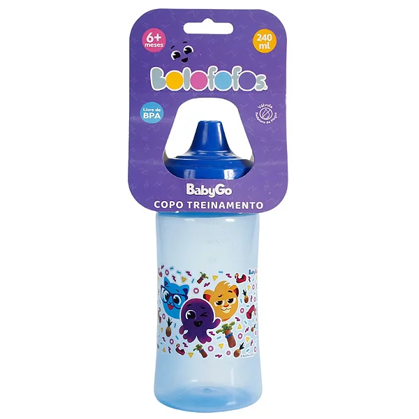 Copo de Transição Infantil Bolofofos Válvula Antipingos 240ml BabyGo