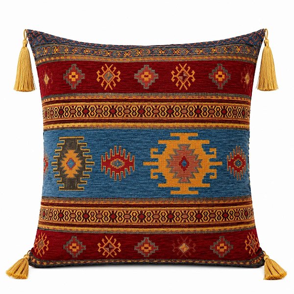 Capa para Almofada Turca Jacquard com Tassel – 45 x 45 cm