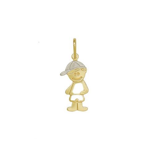 Pingente Banhado a Ouro Menino com Detalhe Boné Ródio