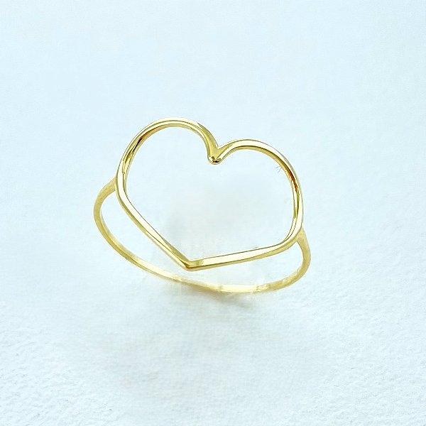 Anel de Ouro 18K Fio Coração