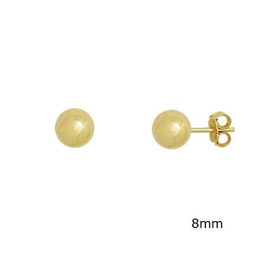 Brinco Banhado a Ouro de Bola Polido 8mm
