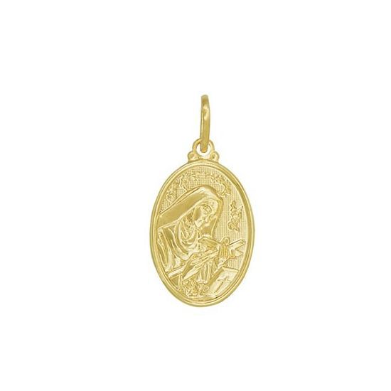 Pingente Banhado a Ouro Medalha Santa Rita Oval