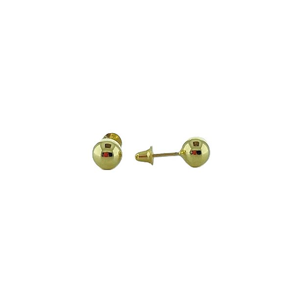 Brinco de Ouro 18k Bola Polido 3mm