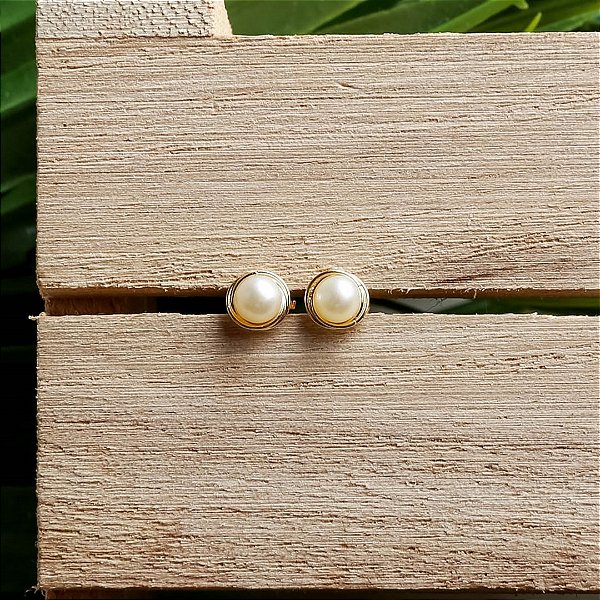 Brinco de Ouro 18k Rococó de Pérola 4mm