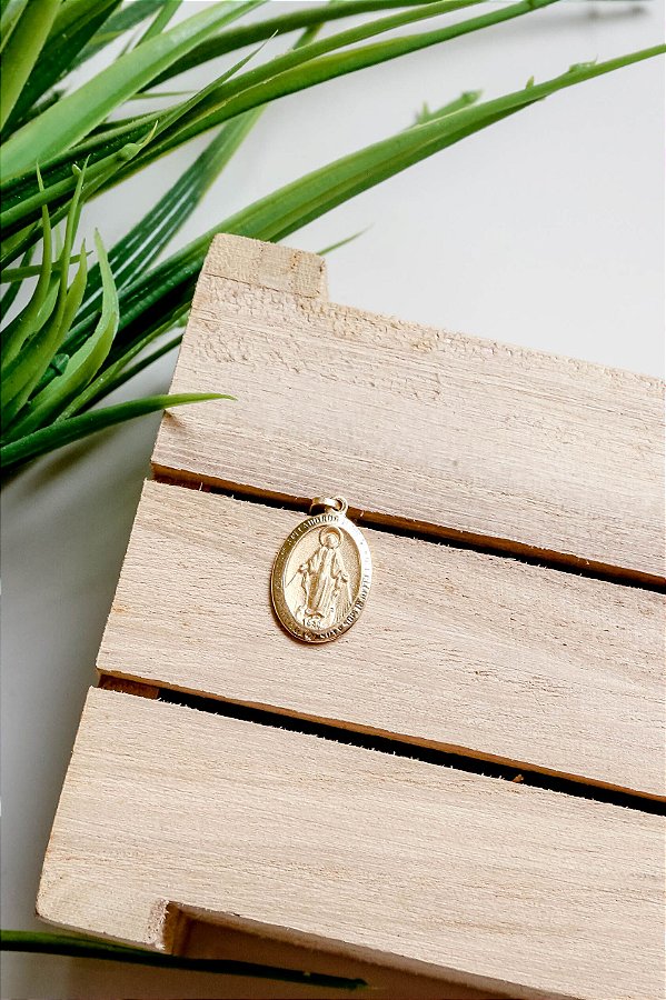 Pingente de Ouro 18K Nossa Senhora das Graças Oval