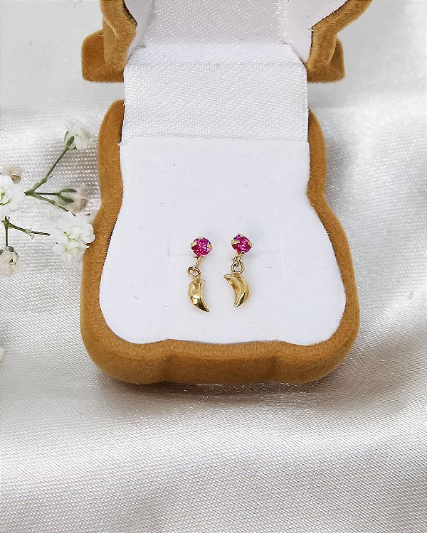 Brinco de Ouro 18K com Zircônia