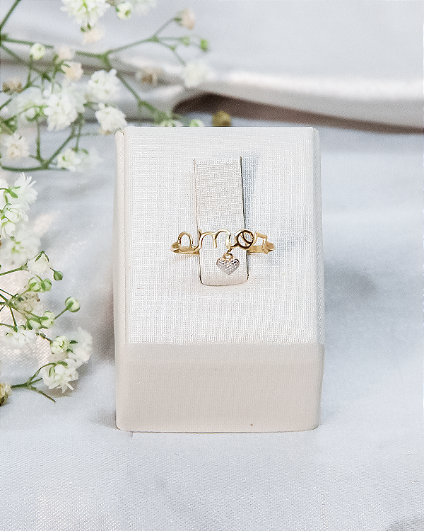 Anel de Ouro 18K Manuscrito Amor