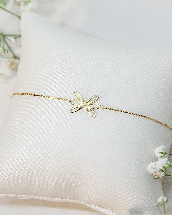 Pulseira de Ouro 18K Flor com Zircônia
