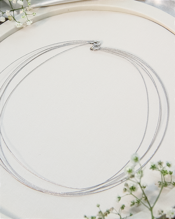 Gargantilha de Ouro Branco com 5 Aros
