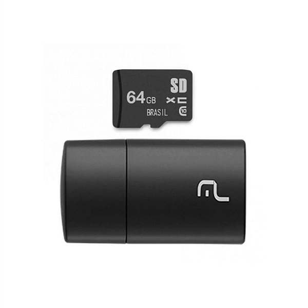 Pen Drive 2 em 1 Leitor USB + Cartão de Memória 64GB Multilaser