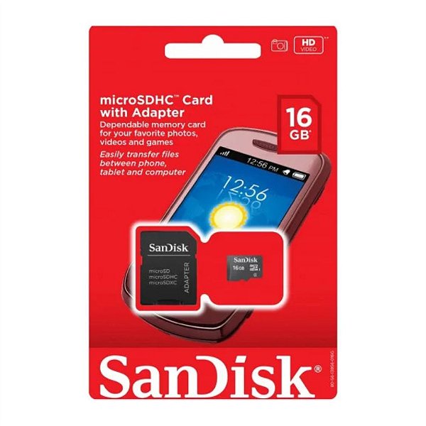 Cartão de Memória com Adaptador Sandisk 16GB
