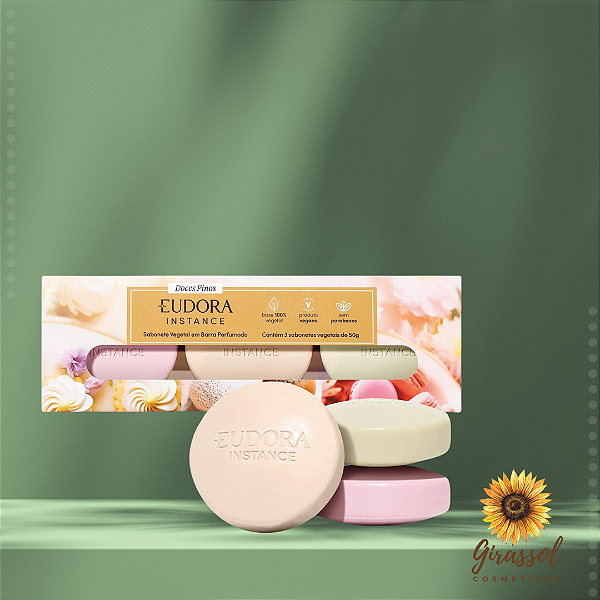 Kit Sabonete em Barra Vegetal Instance: Tartelete de Limão 50g + Bombom de Avelã 50g + Macaron de Framboesa 50g