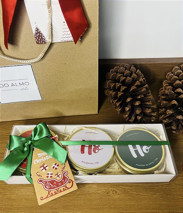 Kit 3 Velas Natalinas - HO HO HO 50g