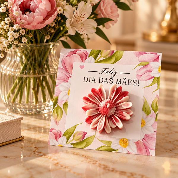 Vela Artesanal Flor no Cartão Personalizado