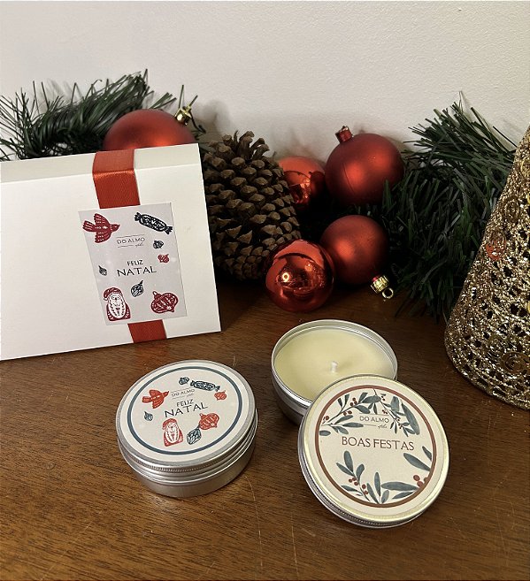 Kit Velas Natal 2 latinhas 50g