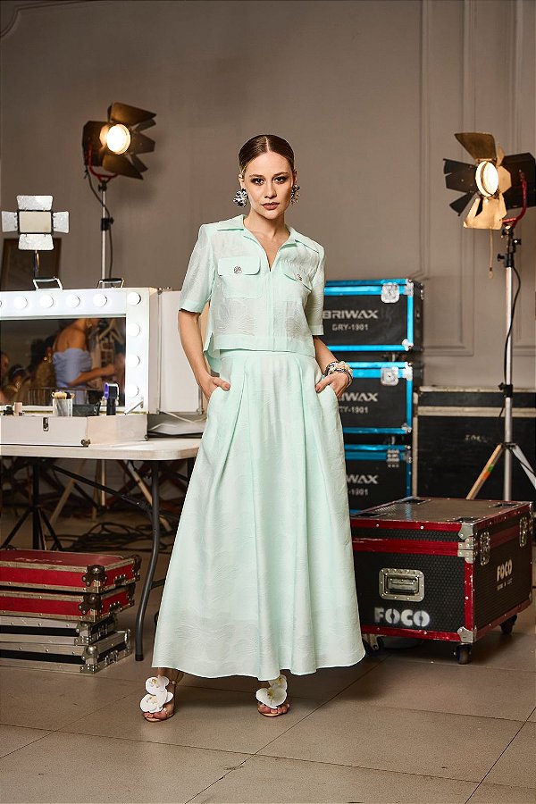 CONJUNTO JACQUARD BOTÃO STRASS - LUZIA FAZZOLLI