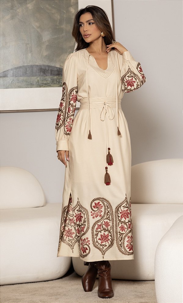VESTIDO VISCOSE BORDADO - LUZIA FAZZOLLI