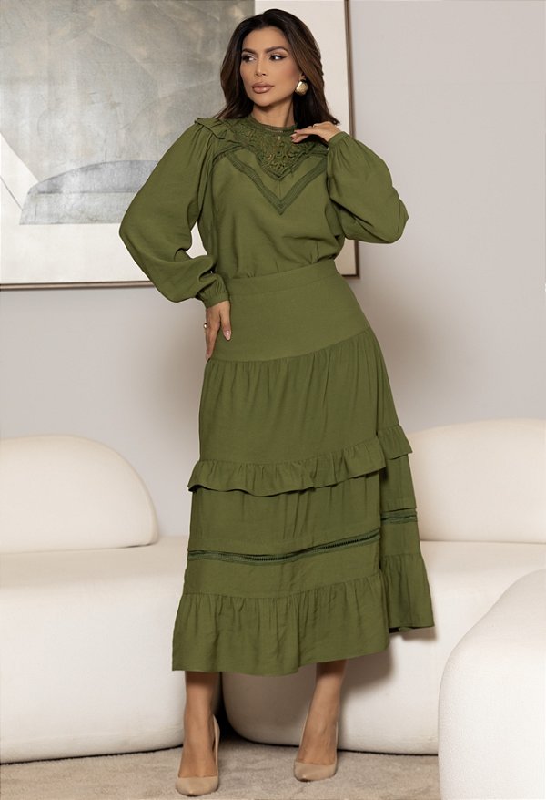 CONJUNTO ALFAIATARIA DETALHE RENDA - LUZIA FAZZOLLI