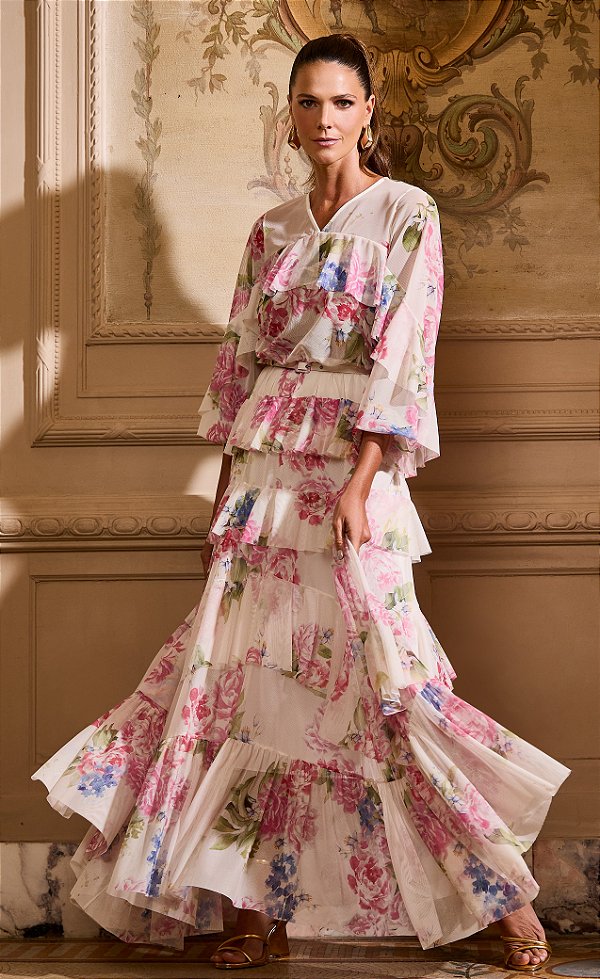 VESTIDO TULE ESTAMPADO - LUZIA FAZZOLLI