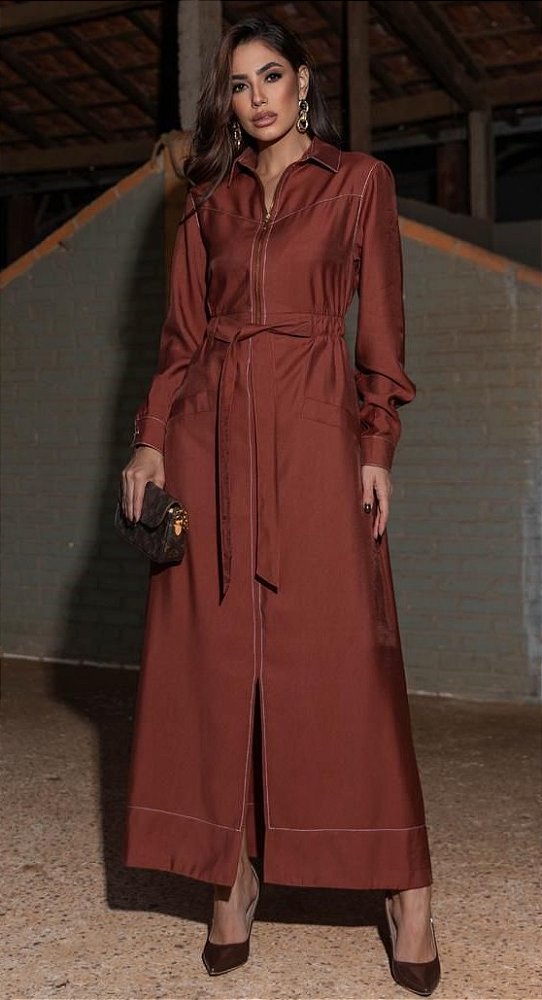 VESTIDO CHEMISE CRISTINA MARROM - VANESSA OTTOBONI