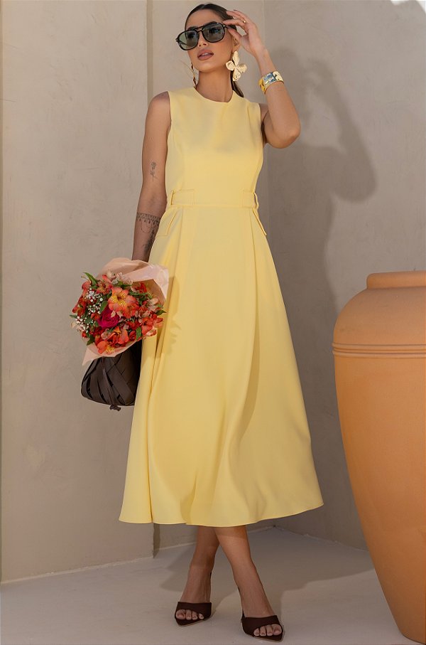 VESTIDO ALFAIATARIA CINTO LATERAL - LUZIA FAZZOLLI