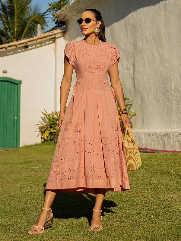 VESTIDO VOIL BORDADO E VOIL LISO - LUZIA FAZZOLLI