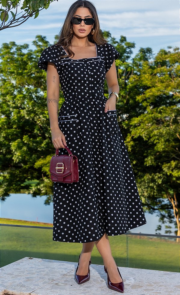 VESTIDO LINHO POÁ COM VIVO - LUZIA FAZZOLLI