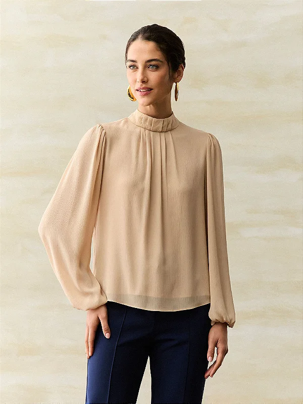 BLUSA GOLA ALTA COM PREGAS - PA