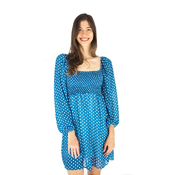 Vestido Lastex Manga Longa de Poá Menina Rosa