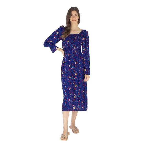 Vestido Lastex Manga Longa Floral Menina Rosa