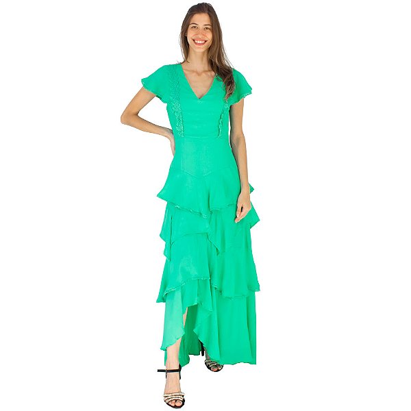 Vestido Longo Babados Mamô