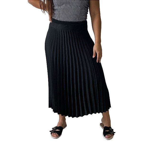 Saia Midi Plissada Menina Rosa