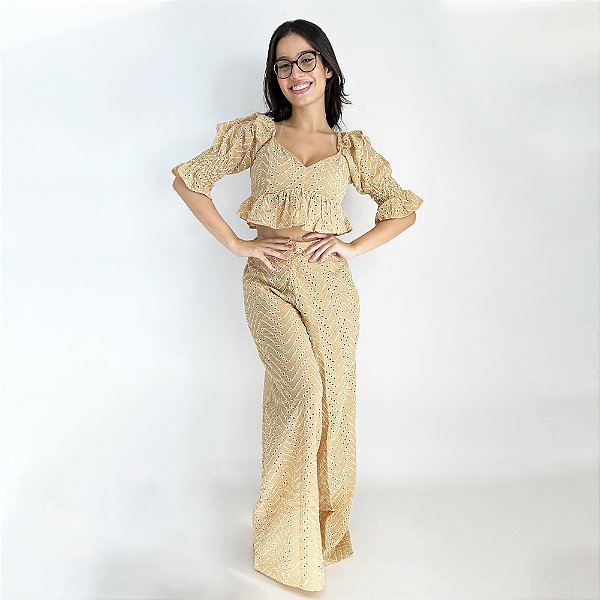 Conjunto Cotton Bordado Plock Rock