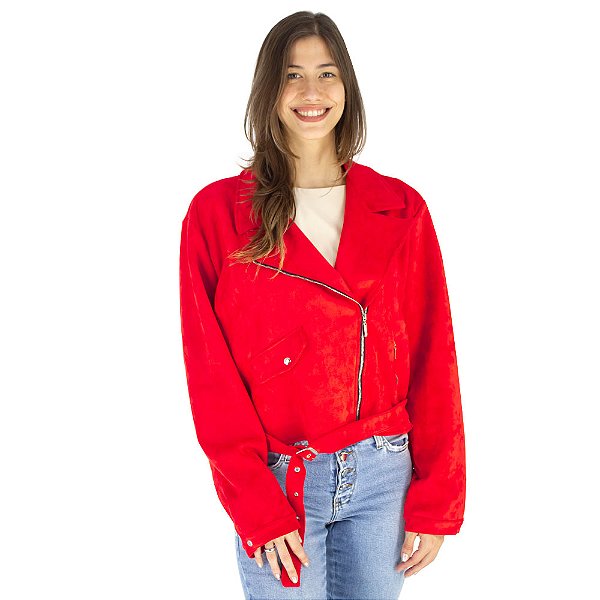 Jaqueta Suede Zíper Lateral Menina Rosa