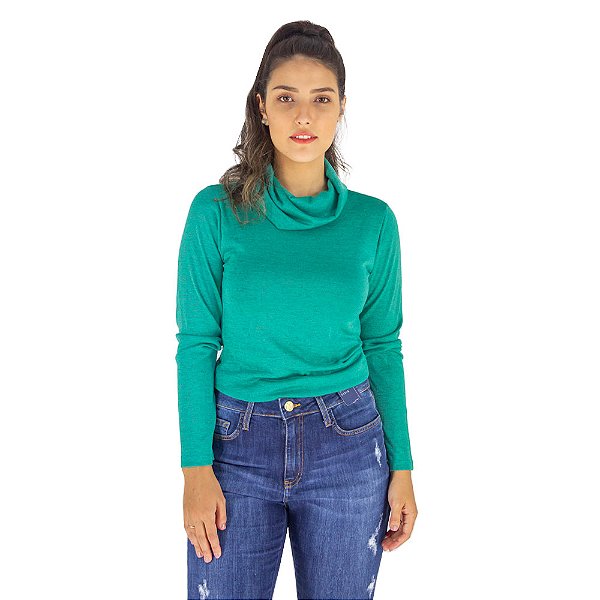 Blusa Manga Longa com Gola Alta Menina Rosa