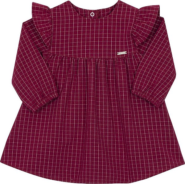 Vestido Em Tecido Plano Xadrez Bebê Menina Nini E Bambini