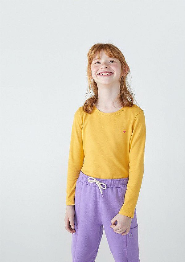 Blusa Básica Infantil Menina Manga Longa Hering Kids 5CMN
