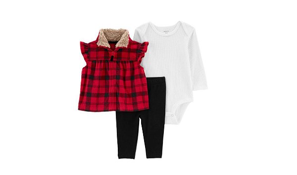 Conjunto De Colete De Lã Xadrez De 3 Peças Para Bebê Carters