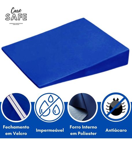 Travesseiro Anti Refluxo Adulto Capa Impermeável Hospitalar - Azul