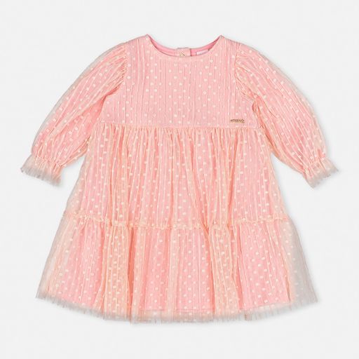 Vestido Plissado Tule Manga Longa Momi