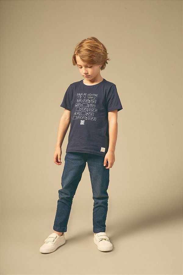 Camiseta Menino Meia Malha Marinho Bugbee