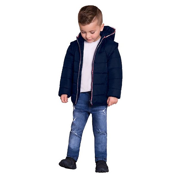 Jaqueta Inverno Masculina 2 em 1 Vira Colete Com Capuz Milon