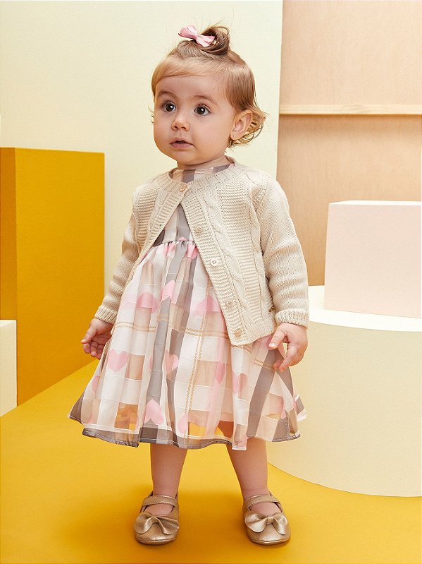 Vestido Xadrez Com Corações Momi Bebê